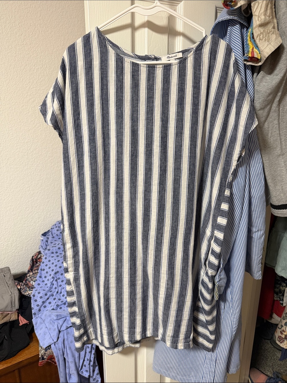 Casual Blue & White Striped Women’s Dress